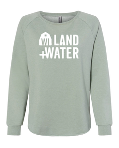 Ladies Wave Wash Crewneck Sweatshirt Pullover (screen print)-3 garment colors